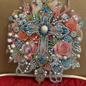Colorful Beaded Cross Wall Art.  The Center